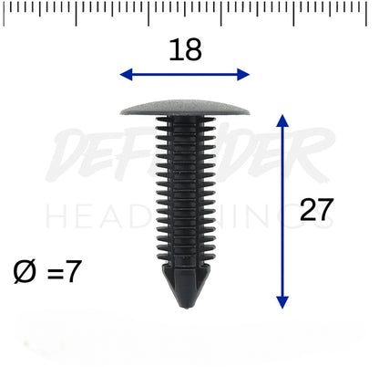 Pack of 20 - 7mm Fir Tree Clips for Land Rover Defender Headlinings